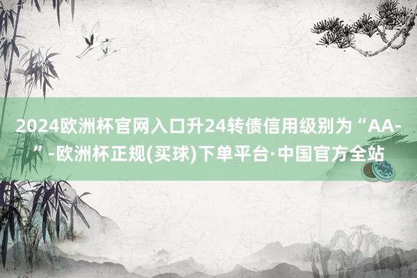 2024欧洲杯官网入口升24转债信用级别为“AA-”-欧洲杯正规(买球)下单平台·中国官方全站