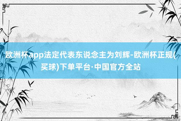 欧洲杯app法定代表东说念主为刘辉-欧洲杯正规(买球)下单平台·中国官方全站