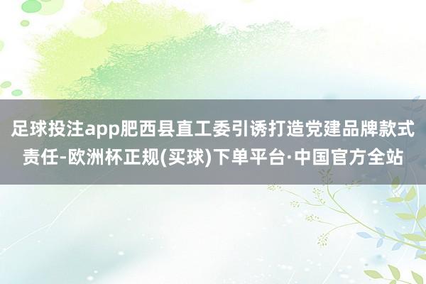 足球投注app肥西县直工委引诱打造党建品牌款式责任-欧洲杯正规(买球)下单平台·中国官方全站