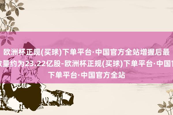 欧洲杯正规(买球)下单平台·中国官方全站增握后最新握股数量约为23.22亿股-欧洲杯正规(买球)下单平台·中国官方全站