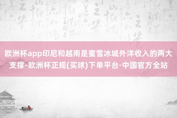 欧洲杯app印尼和越南是蜜雪冰城外洋收入的两大支撑-欧洲杯正规(买球)下单平台·中国官方全站