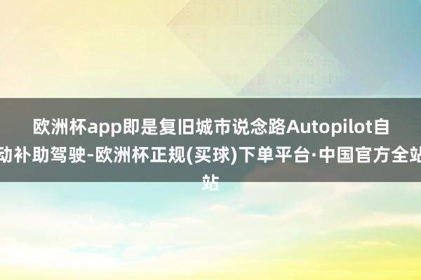 欧洲杯app即是复旧城市说念路Autopilot自动补助驾驶-欧洲杯正规(买球)下单平台·中国官方全站