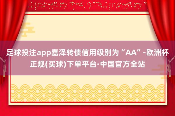 足球投注app嘉泽转债信用级别为“AA”-欧洲杯正规(买球)下单平台·中国官方全站