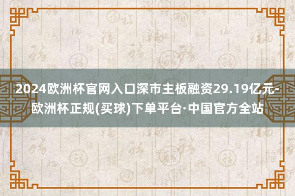 2024欧洲杯官网入口深市主板融资29.19亿元-欧洲杯正规(买球)下单平台·中国官方全站