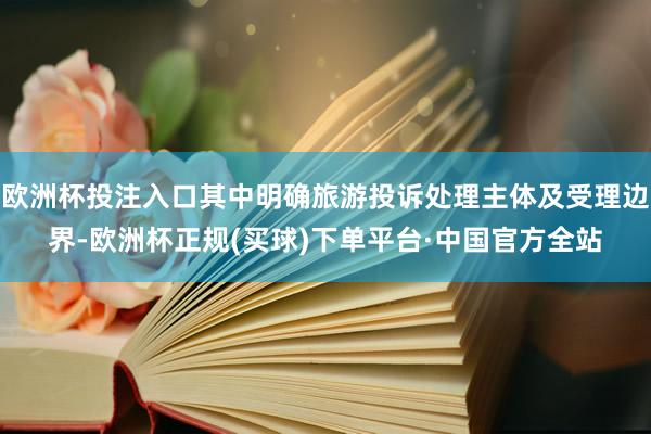 欧洲杯投注入口其中明确旅游投诉处理主体及受理边界-欧洲杯正规(买球)下单平台·中国官方全站