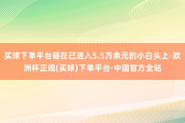 买球下单平台砸在已进入5.5万余元的小白头上-欧洲杯正规(买球)下单平台·中国官方全站