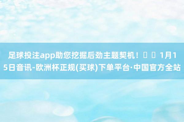 足球投注app助您挖掘后劲主题契机！		　　1月15日音讯-欧洲杯正规(买球)下单平台·中国官方全站