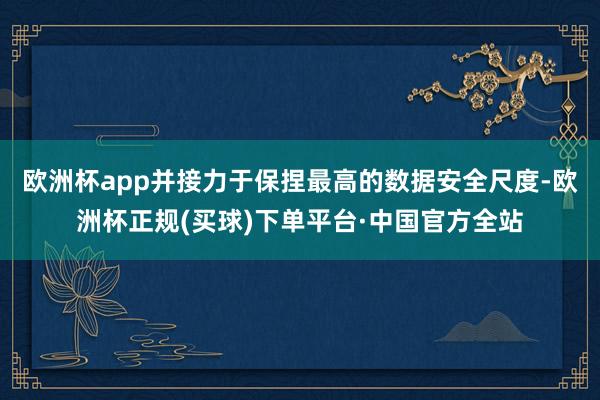 欧洲杯app并接力于保捏最高的数据安全尺度-欧洲杯正规(买球)下单平台·中国官方全站