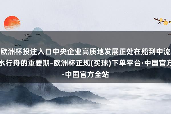 欧洲杯投注入口中央企业高质地发展正处在船到中流、逆水行舟的重要期-欧洲杯正规(买球)下单平台·中国官方全站