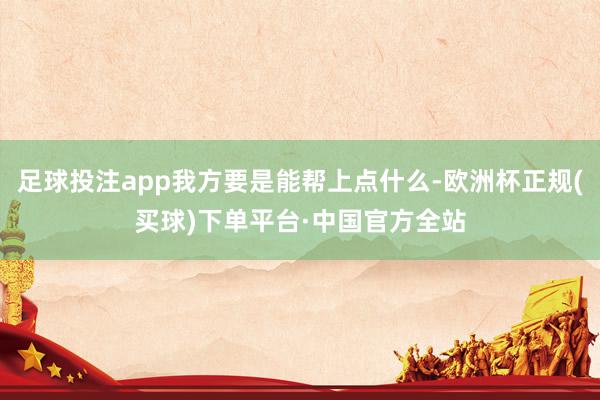 足球投注app我方要是能帮上点什么-欧洲杯正规(买球)下单平台·中国官方全站