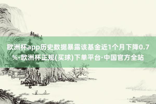 欧洲杯app历史数据暴露该基金近1个月下降0.7%-欧洲杯正规(买球)下单平台·中国官方全站