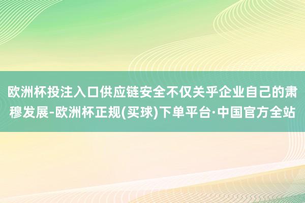欧洲杯投注入口 供应链安全不仅关乎企业自己的肃穆发展-欧洲杯正规(买球)下单平台·中国官方全站