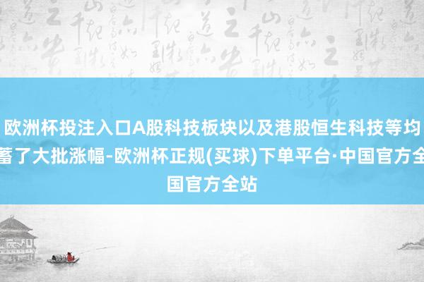 欧洲杯投注入口A股科技板块以及港股恒生科技等均积蓄了大批涨幅-欧洲杯正规(买球)下单平台·中国官方全站