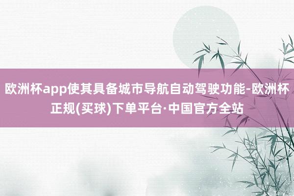 欧洲杯app使其具备城市导航自动驾驶功能-欧洲杯正规(买球)下单平台·中国官方全站